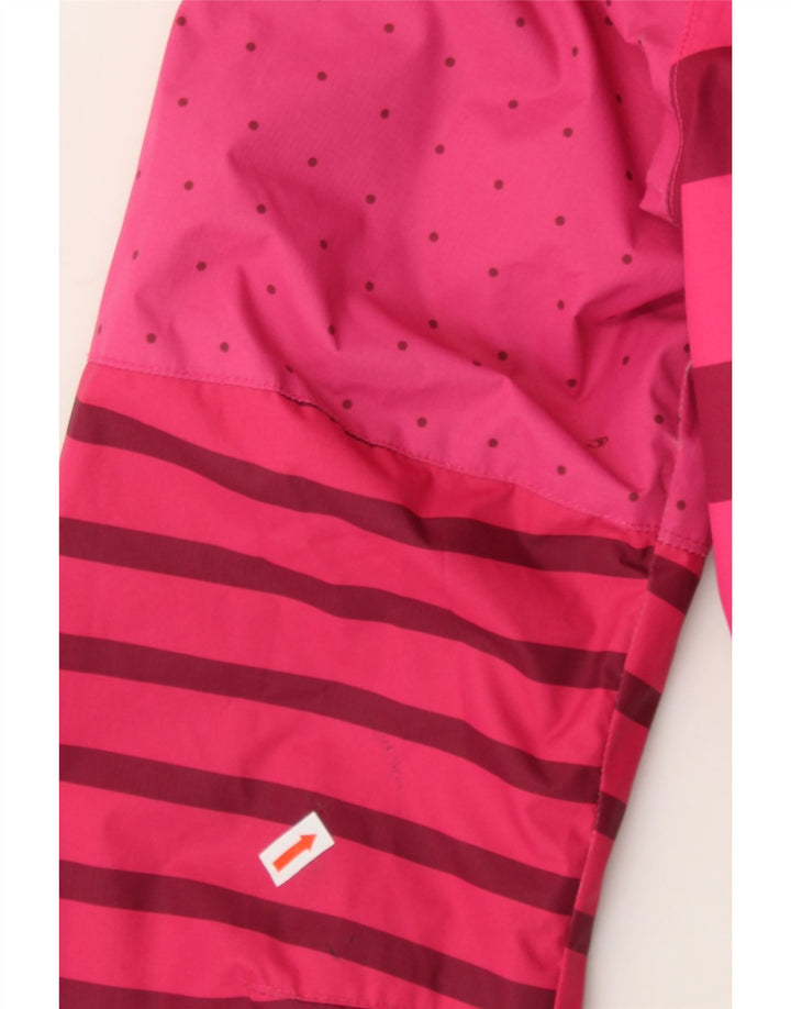 O'NEILL Womens Hooded Rain Jacket UK 14 Medium Pink Striped Polyester Vintage O'Neill and Second-Hand O'Neill from Messina Hembry 