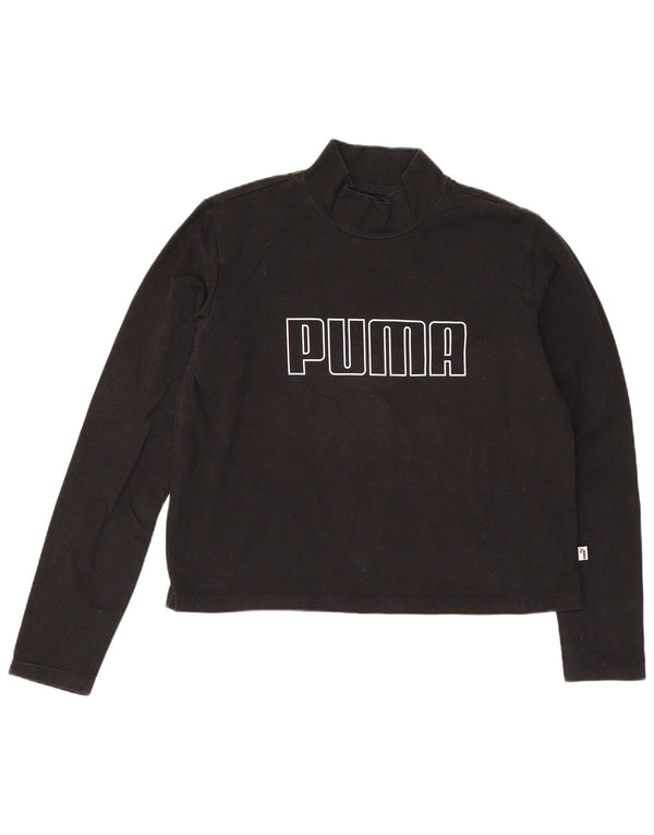 Женский укороченный топ с рисунком Puma с длинным рукавом UK 12, средний черный