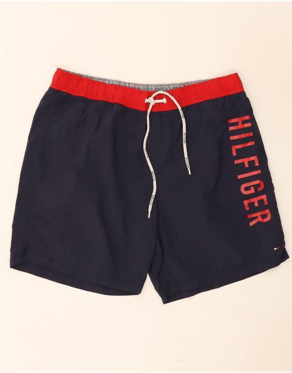 Tommy Hilfiger Мужские шорты для плавания с рисунком XL Темно-синие с цветными блоками