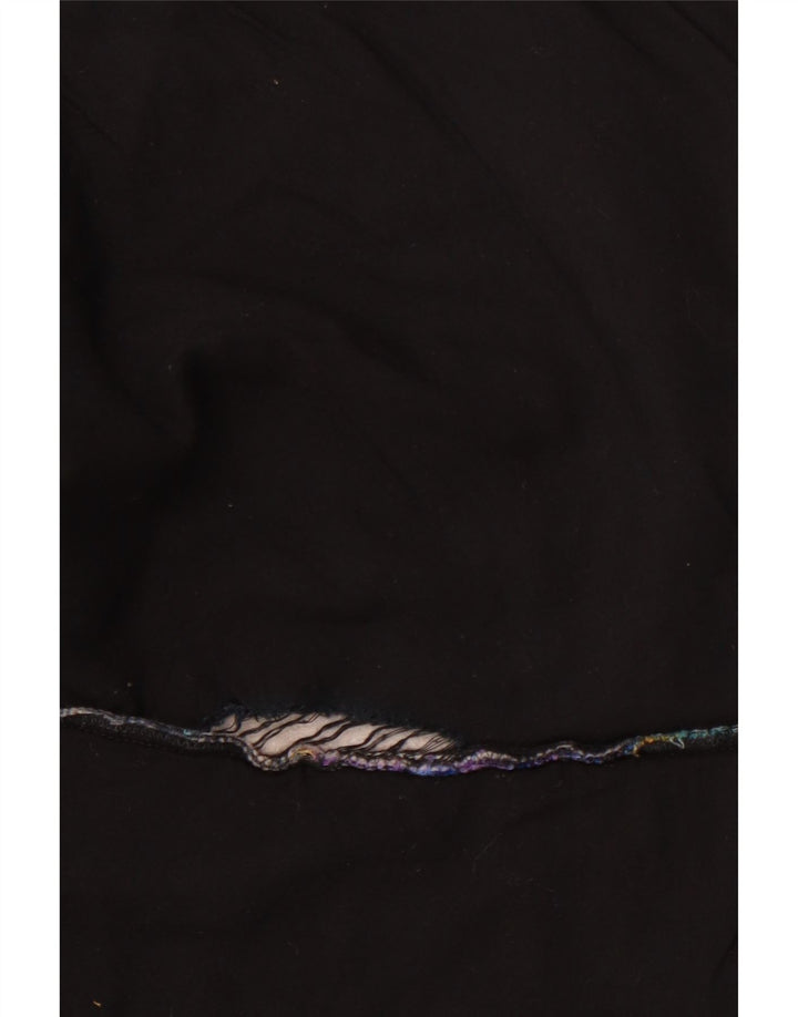 Винтажный женский ОТКРЫТЫЙ жилет UK 12, средний черный с цветочным принтом