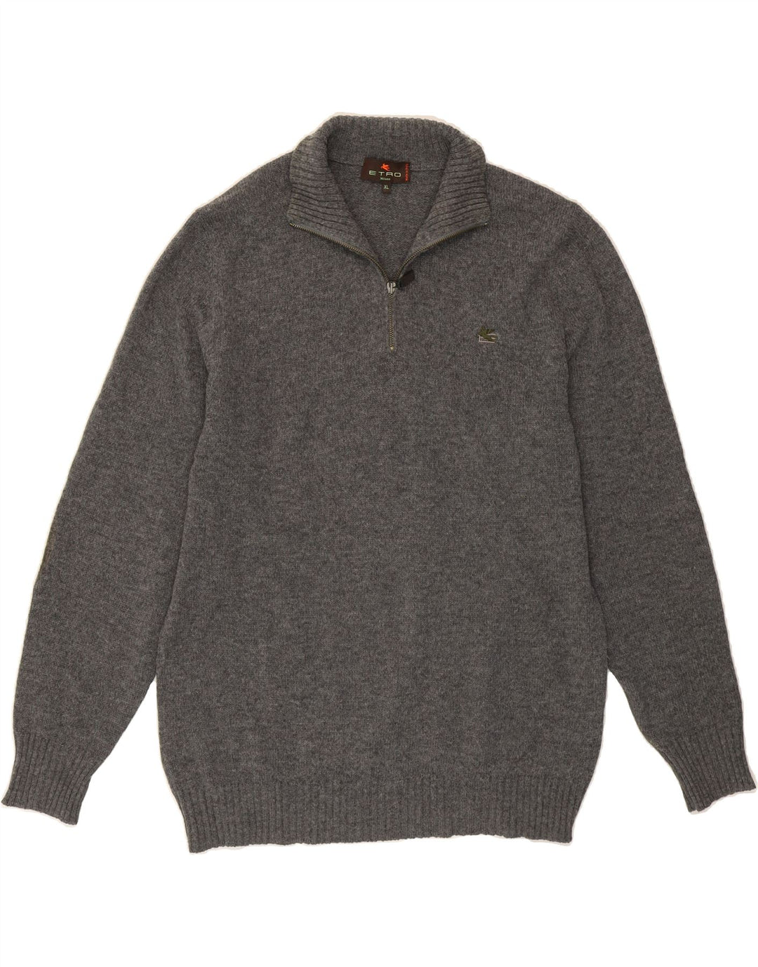 ETRO Mens Zip Neck Jumper Sweater XL Grey Wool Vintage Etro and Second-Hand Etro from Messina Hembry 