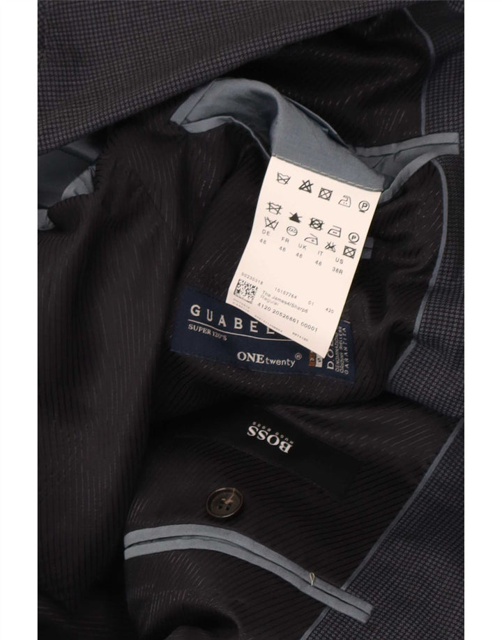 Мужской пиджак Hugo Boss на 2 пуговицах EU 48, средний серый, шерсть с узором «гусиные лапки»