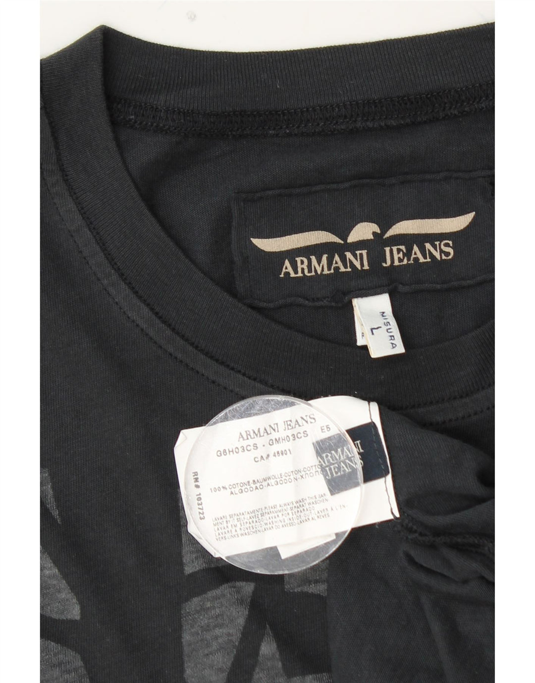 ARMANI JEANS Мужская футболка с рисунком, большой черный хлопок