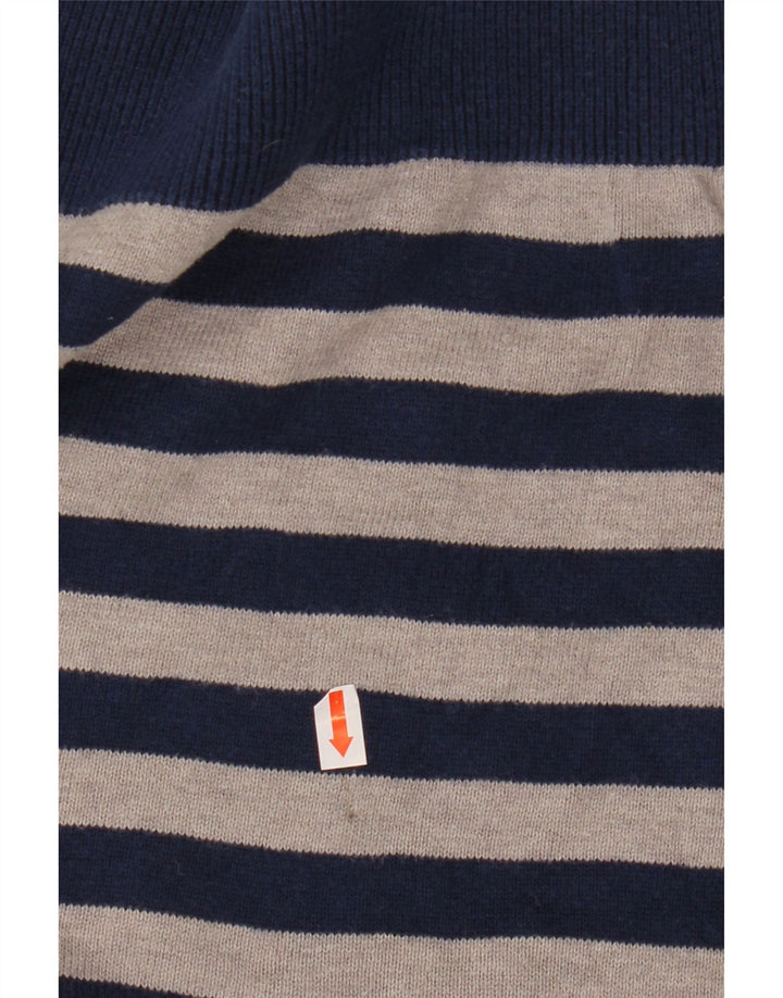 Мужской джемпер ADIDAS с v-образным вырезом, маленький хлопковый темно-синий полосатый свитер