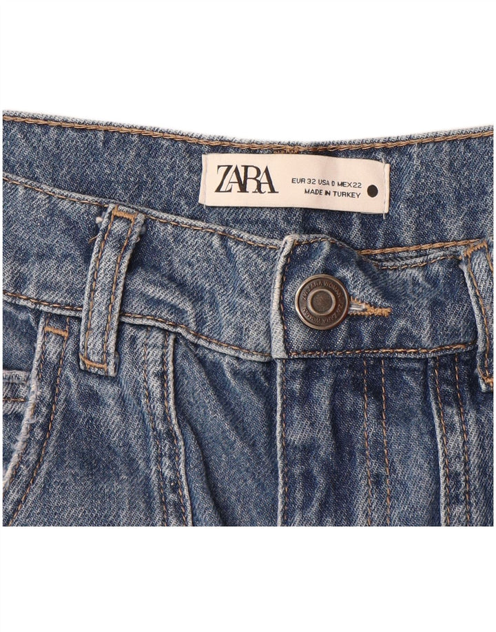ZARA Womens Cargo High Waist Jeans W22 L31 Blue