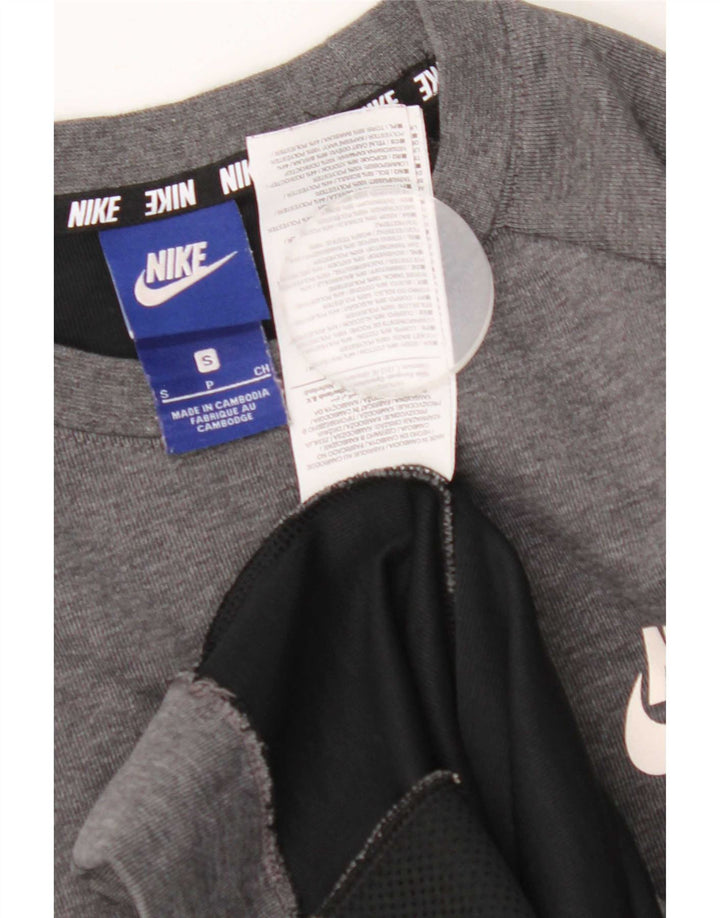 Мужской свитшот с рисунком Nike, маленький серый хлопковый джемпер с цветными блоками