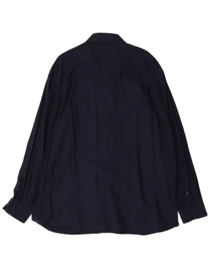 Мужская рубашка Roccobarocco, размер 48, 2XL, темно-синяя, хлопок