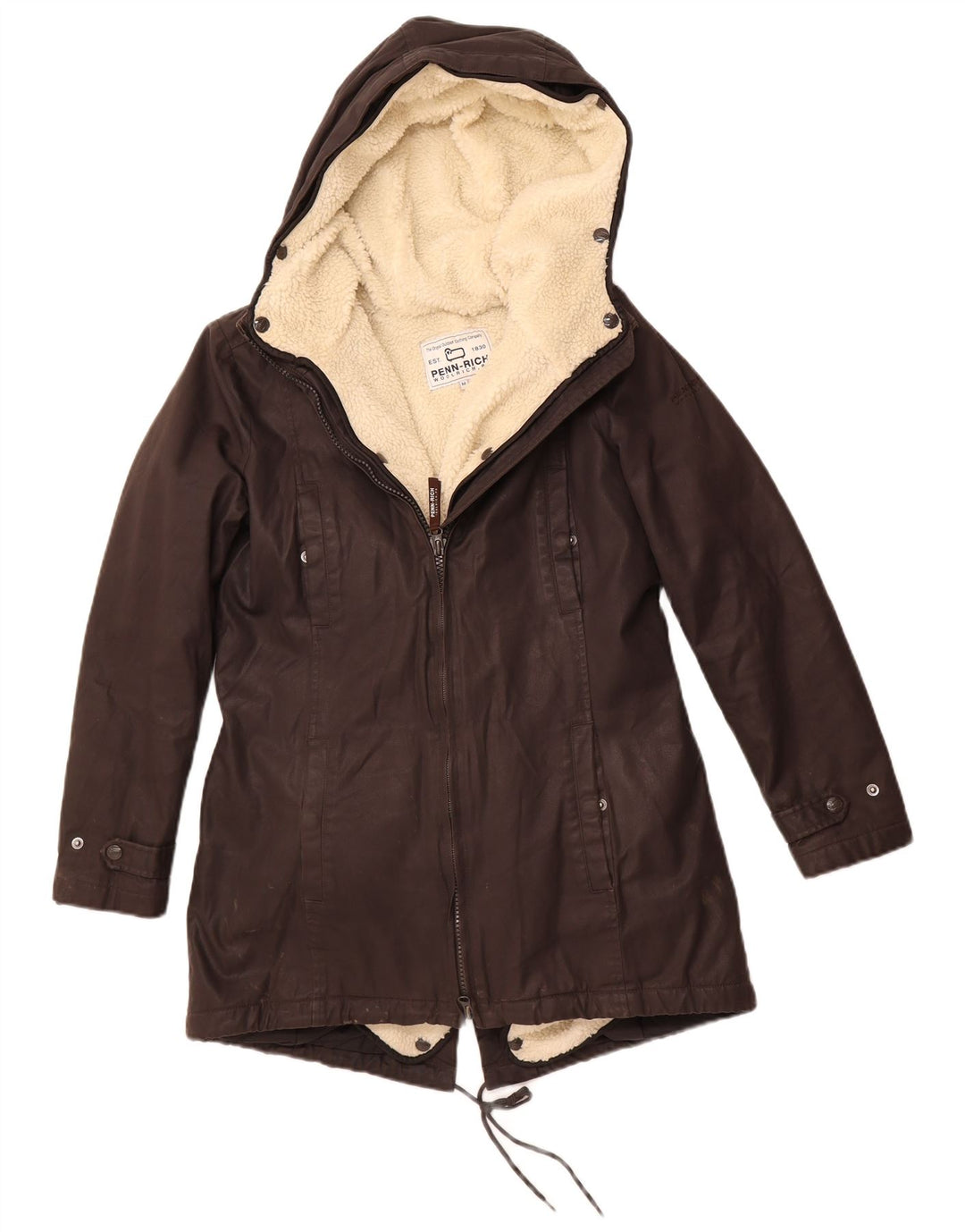 Женская парка WOOLRICH с капюшоном UK 14, средний коричневый полиэстер