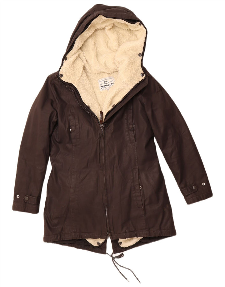 Женская парка WOOLRICH с капюшоном UK 14, средний коричневый полиэстер