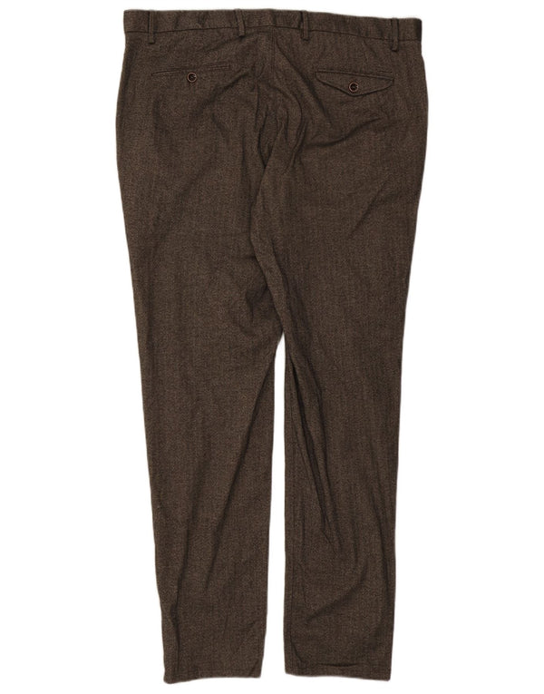 Мужские костюмные брюки Massimo Dutti EU 50 2XL W38 L32 Коричневые с узором «елочка»