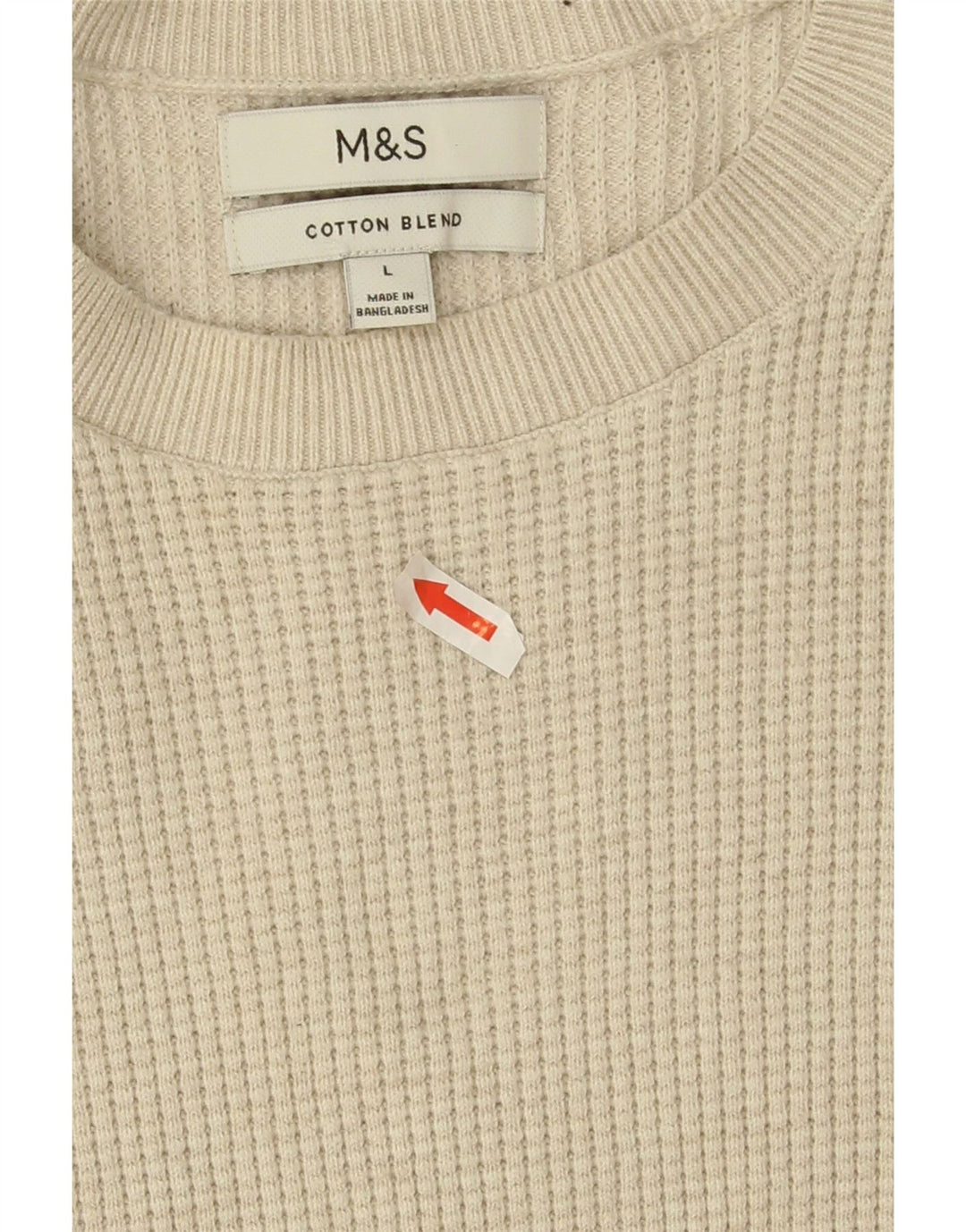 Мужской джемпер с круглым вырезом Marks & Spencer, большой бежевый полиэстер
