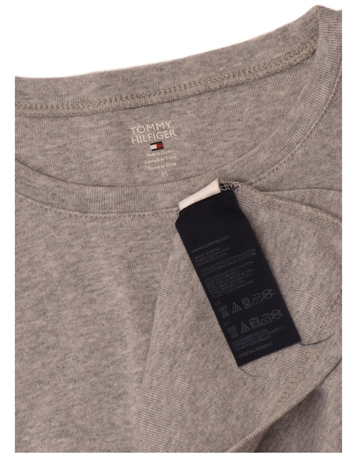 TOMMY HILFIGER Womens T-Shirt Top UK 12 Medium Grey Cotton