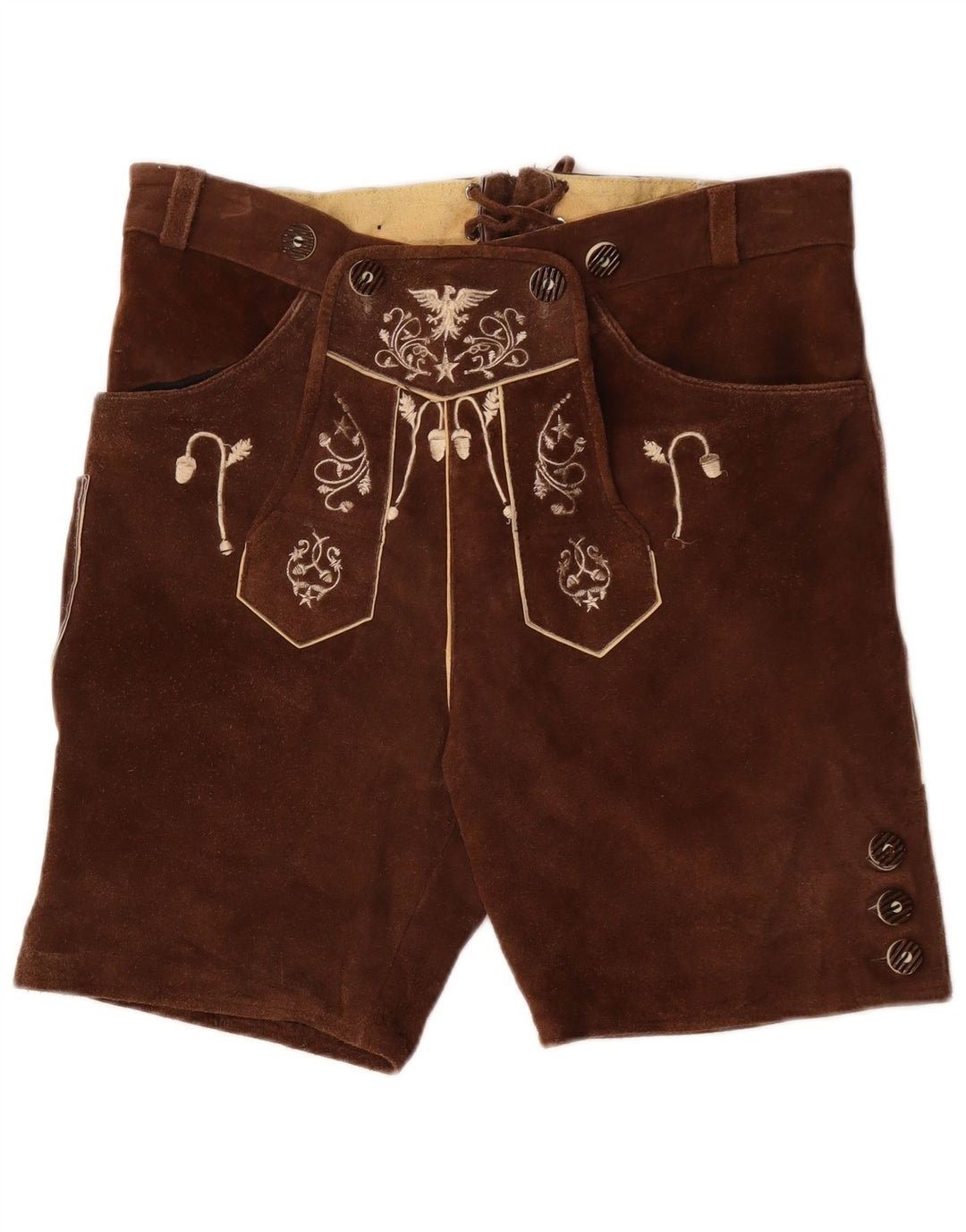 ВИНТАЖНЫЕ женские замшевые шорты IT 50 XL W38 Коричневые кожаные с узором пейсли