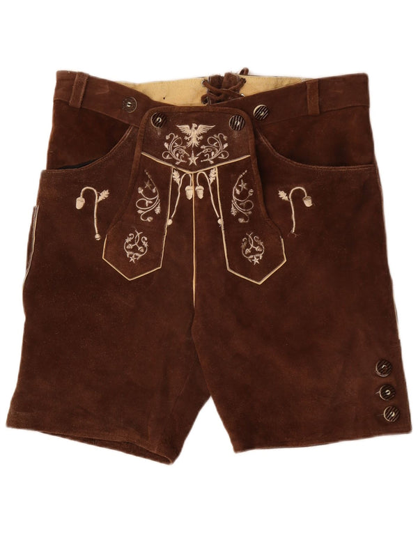 ВИНТАЖНЫЕ женские замшевые шорты IT 50 XL W38 Коричневые кожаные с узором пейсли