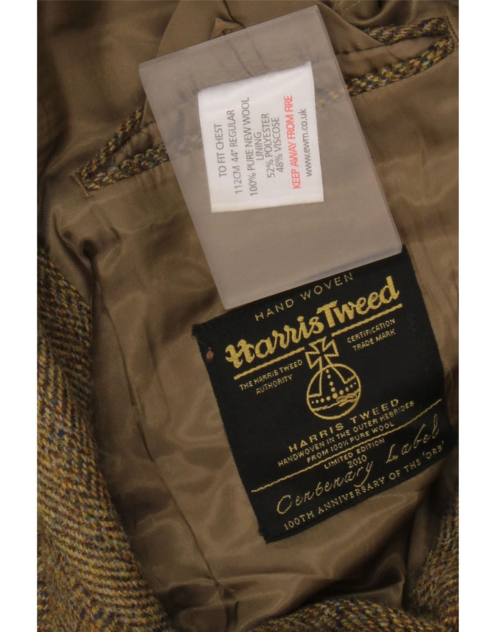 Мужской твидовый пиджак Harris на 2 пуговицах, Великобритания 38, средний коричневый с рисунком «елочка»