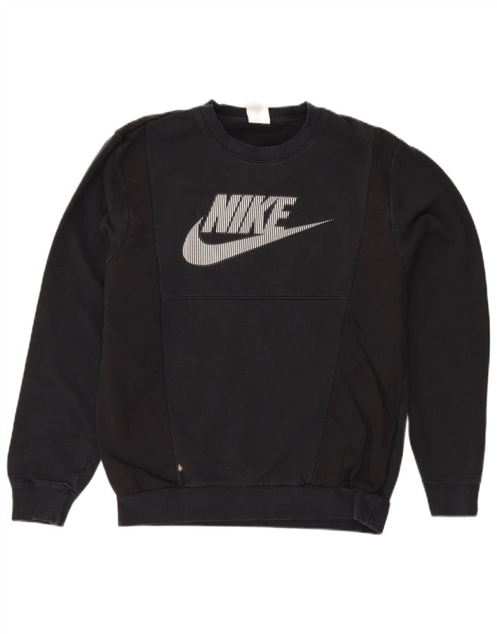 Мужской свитшот с графическим рисунком Nike, маленький черный хлопковый джемпер с цветными блоками