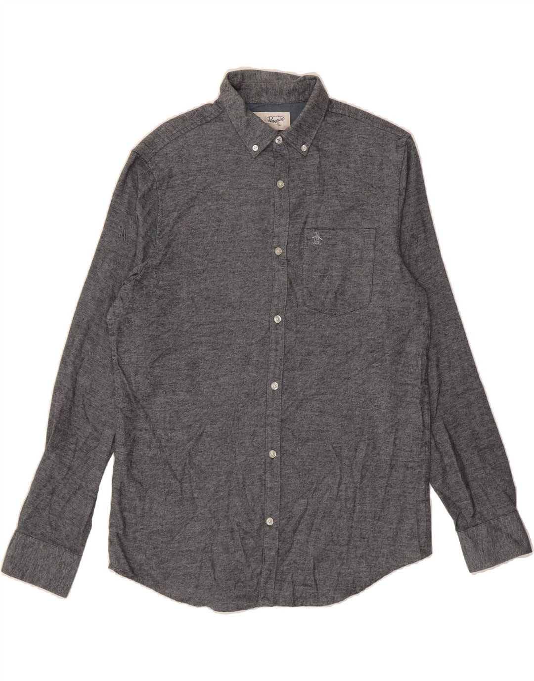 PENGUIN Mens Flannel Shirt Medium Grey Cotton Vintage Penguin and Second-Hand Penguin from Messina Hembry 