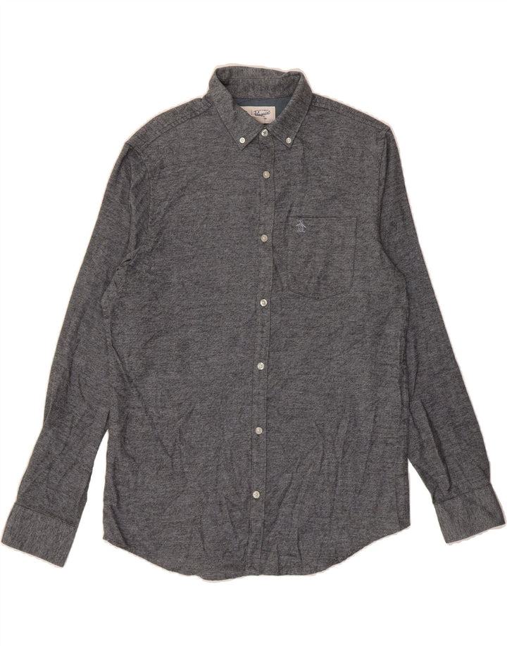 PENGUIN Mens Flannel Shirt Medium Grey Cotton Vintage Penguin and Second-Hand Penguin from Messina Hembry 