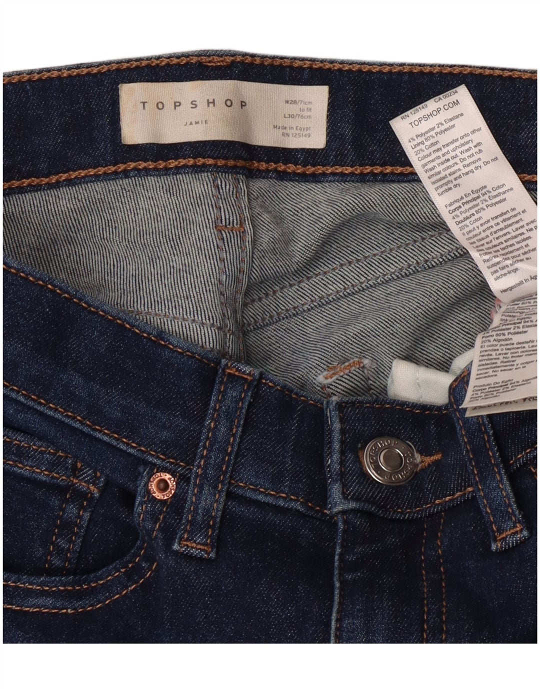 Женские джинсы скинни Topshop Jamie W28 L25, темно-синий полиэстер