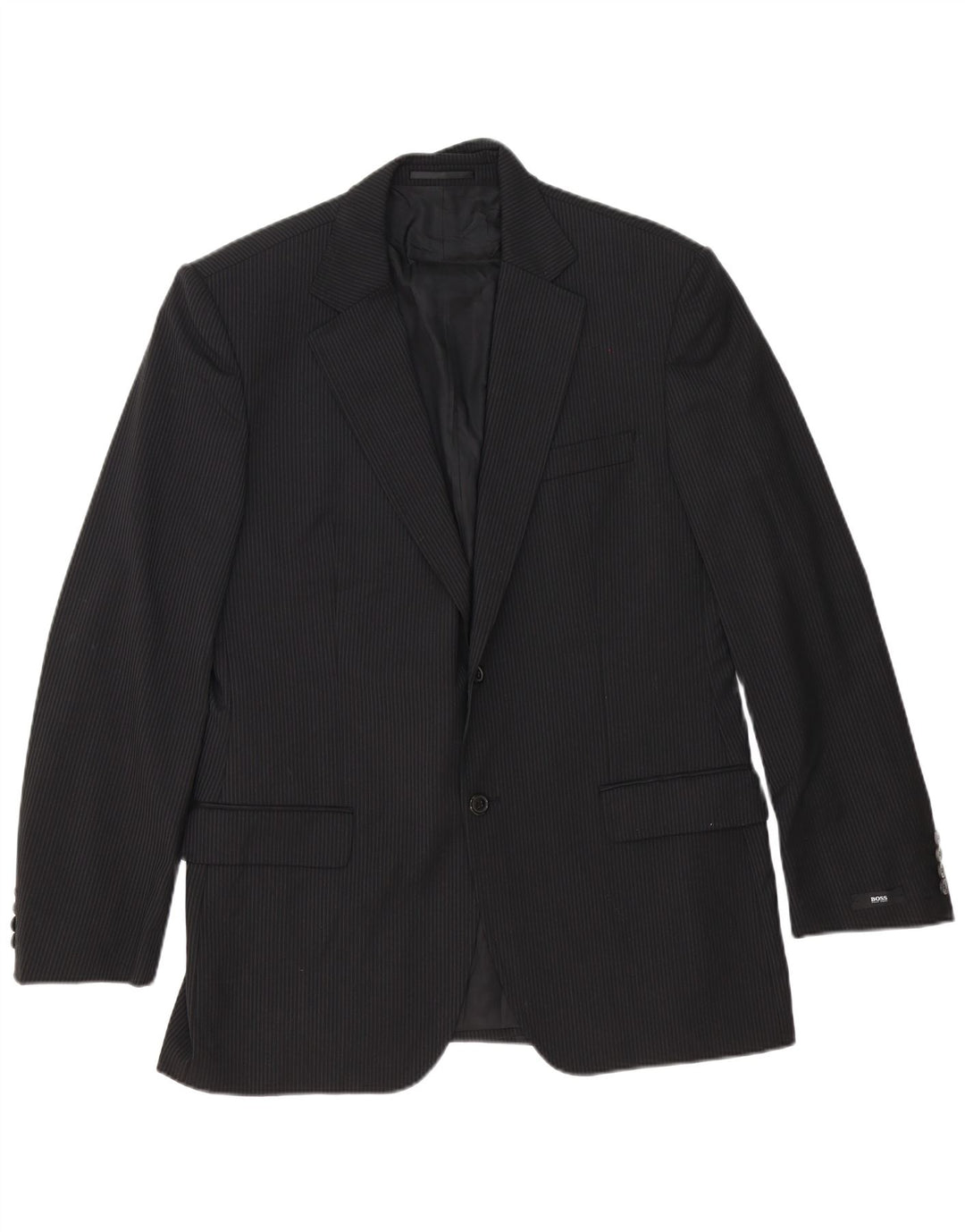 Мужской пиджак Hugo Boss с 2 пуговицами EU 54 2XL, черная полоска из натуральной шерсти