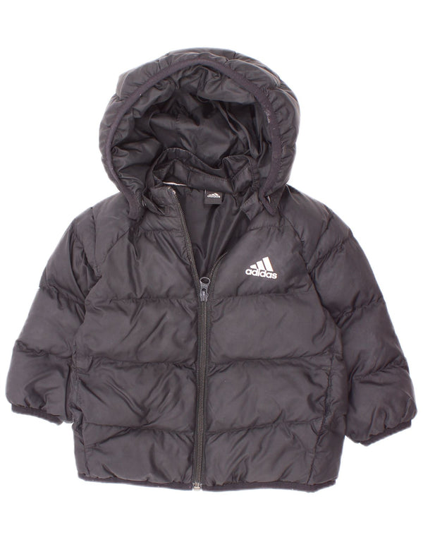 Утепленная куртка Adidas для мальчиков с капюшоном 3-4 года, черная