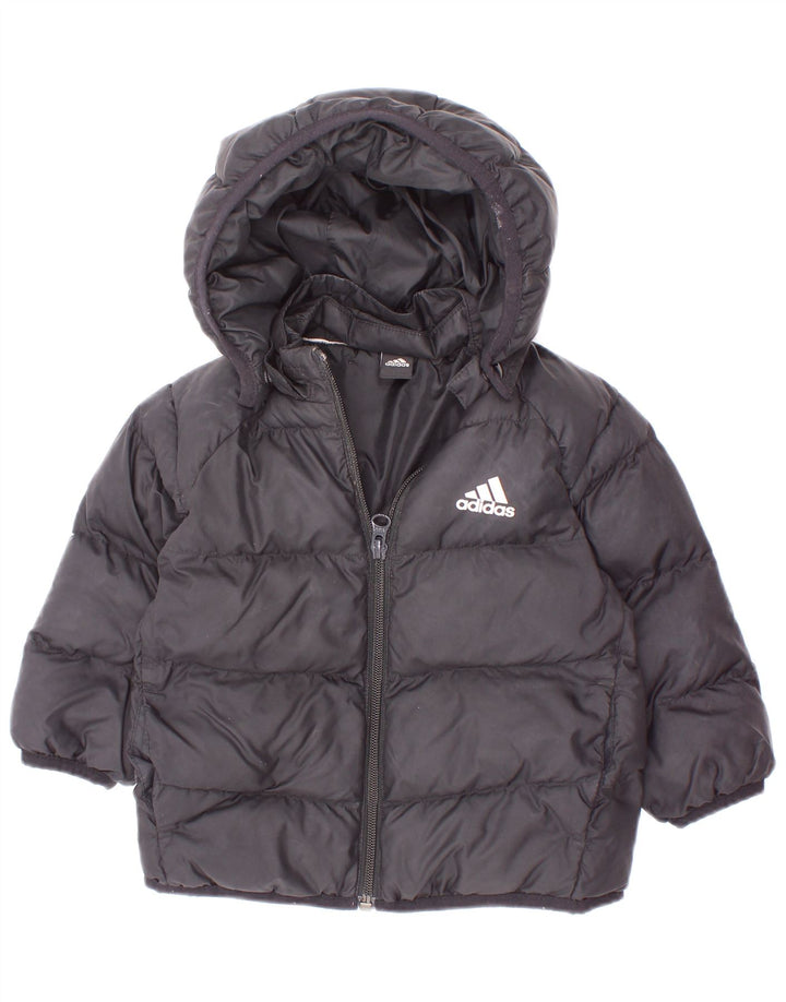 Утепленная куртка Adidas для мальчиков с капюшоном 3-4 года, черная