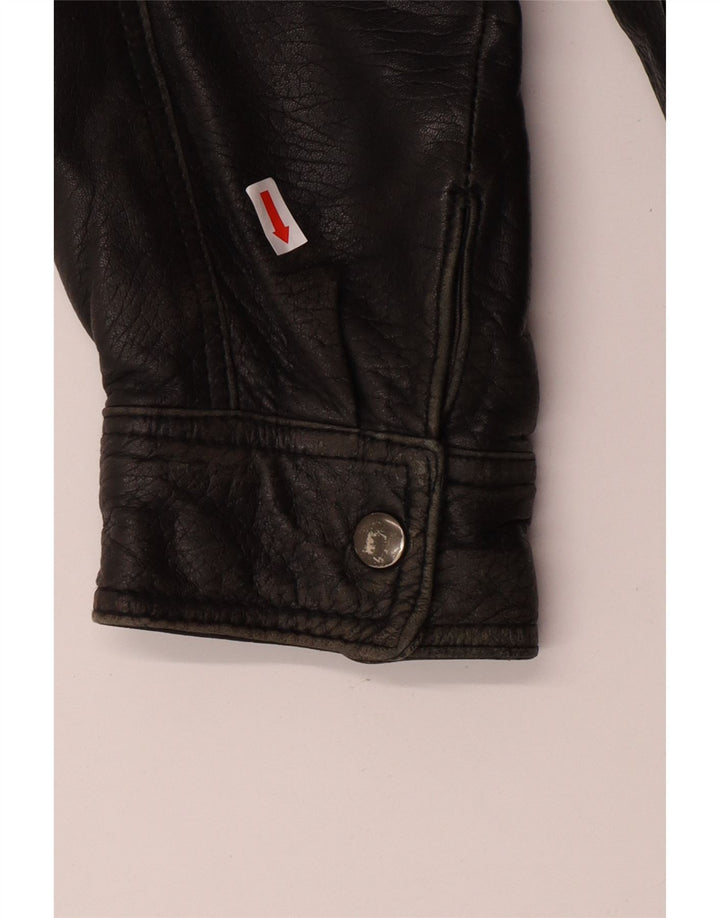 Мужская кожаная куртка VINTAGE UK 40, большая черная кожаная