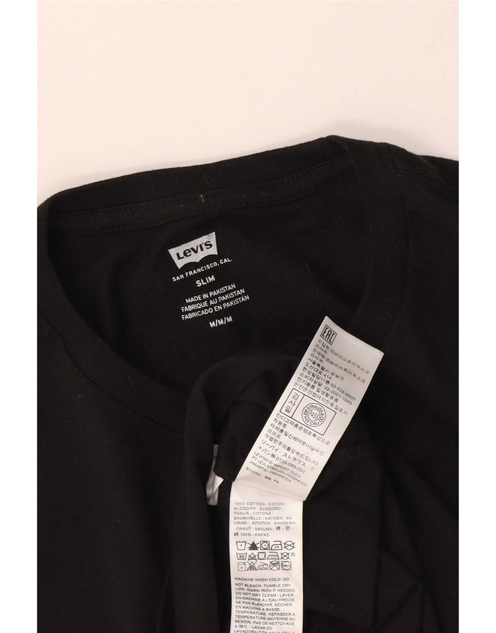 Мужская тонкая футболка Levi's из хлопка среднего размера, черная
