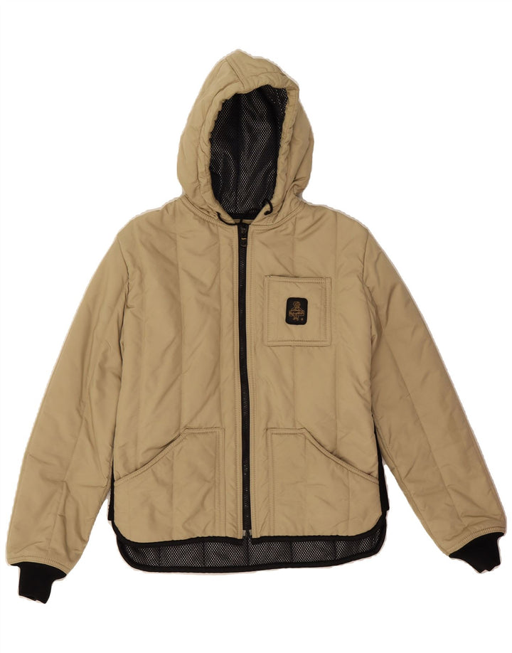 REFRIGIWEAR Boys Hooded Padded Jacket 13-14 Years Beige Nylon Vintage Refrigiwear and Second-Hand Refrigiwear from Messina Hembry 