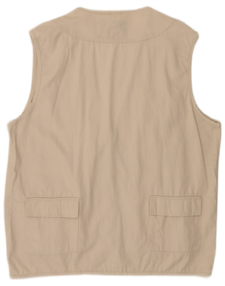 Винтажный мужской универсальный жилет UK 42 XL, бежевый хлопок