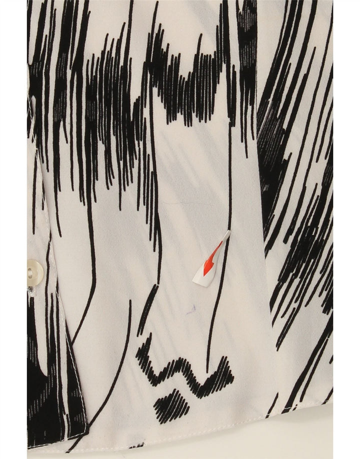 Винтажная женская блузка-рубашка с рукавом 3/4 IT 42, средний полиэстер в белую полоску