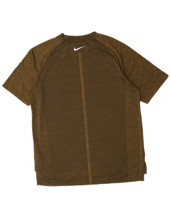 Nike Mens Dri Fit T-Shirt Top Medium Khaki Flecked Polyester