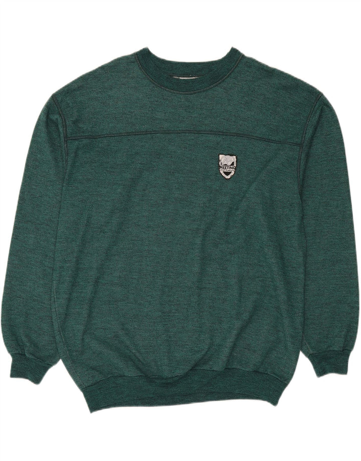 VINTAGE Mens Sweatshirt Jumper XL Green Cotton