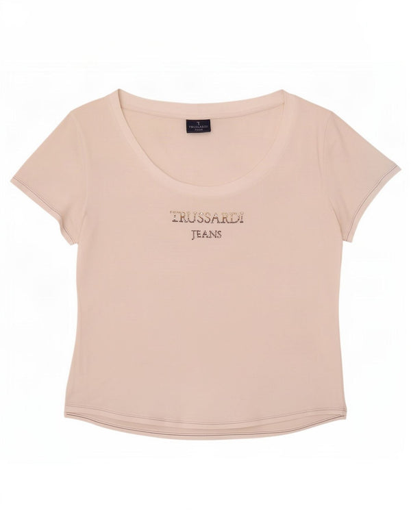 Женская укороченная футболка с рисунком Trussardi Jeans UK 18 XL, белая