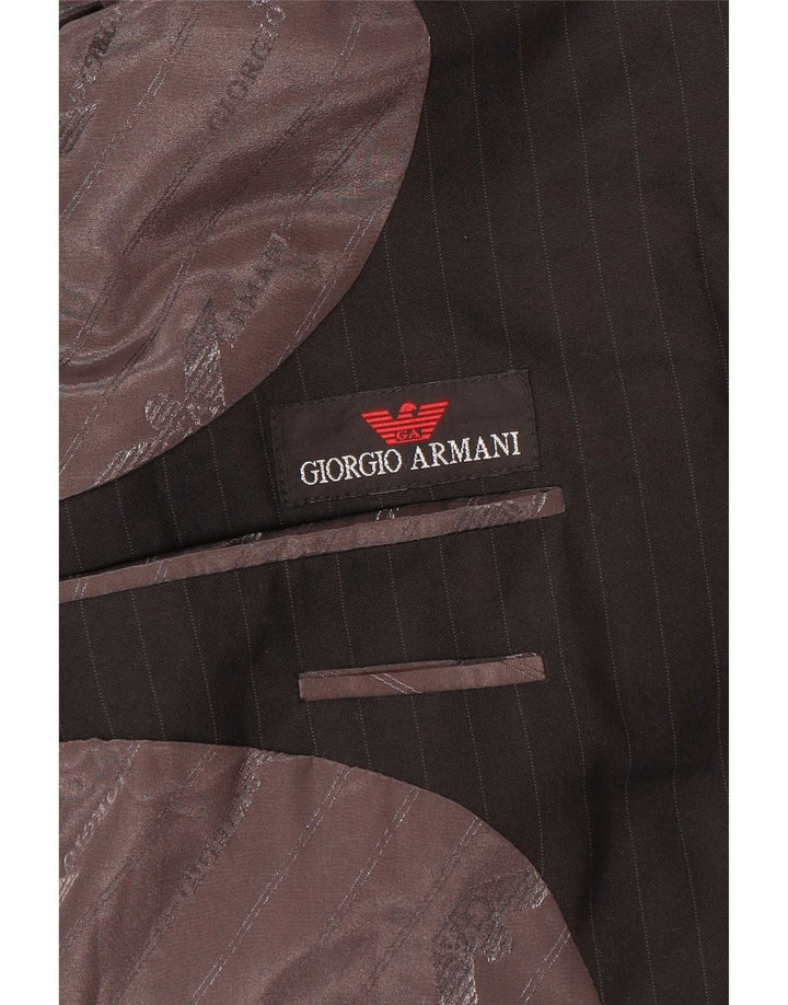 Мужской пиджак с 3 пуговицами Giorgio Armani UK 38, средний черный в тонкую полоску