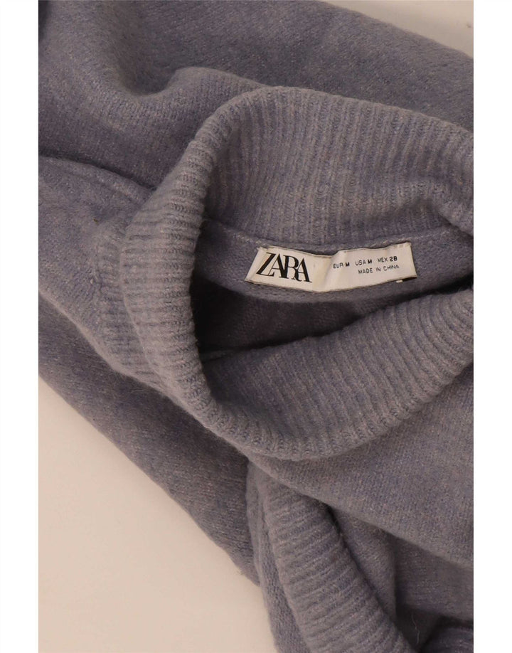 Женский укороченный джемпер оверсайз с высоким воротником Zara UK 14, средний синий цвет
