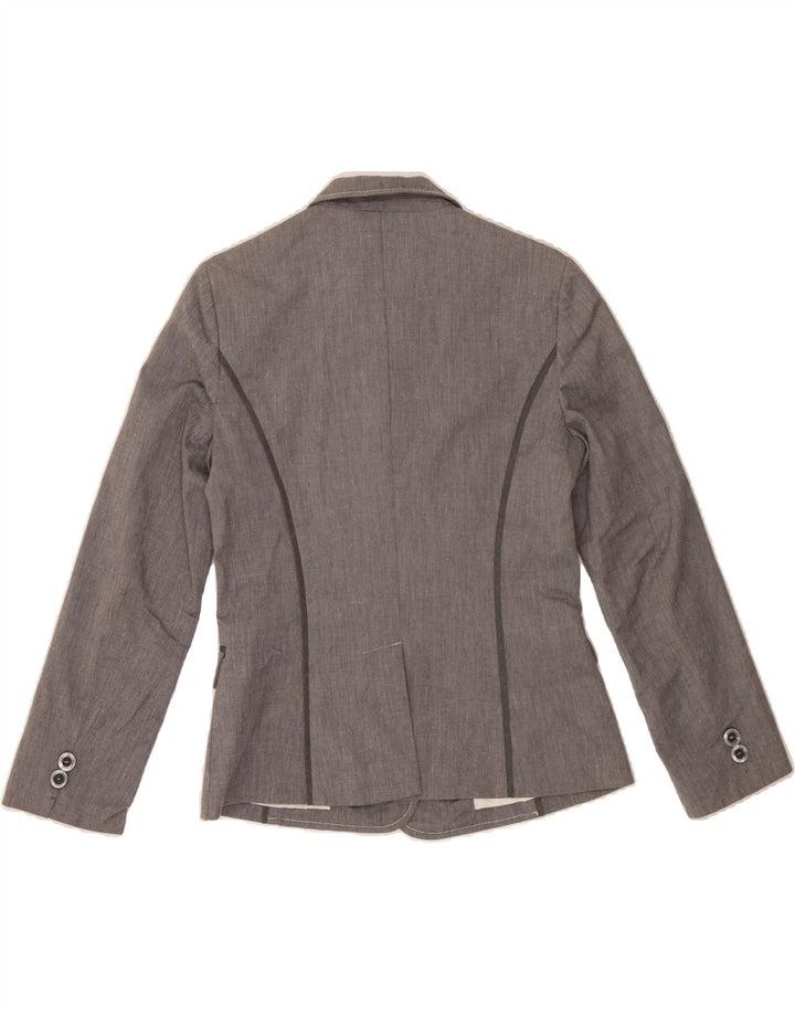 BENETTON Womens 3 Button Blazer Jacket IT 44 Medium Grey Cotton Vintage Benetton and Second-Hand Benetton from Messina Hembry 