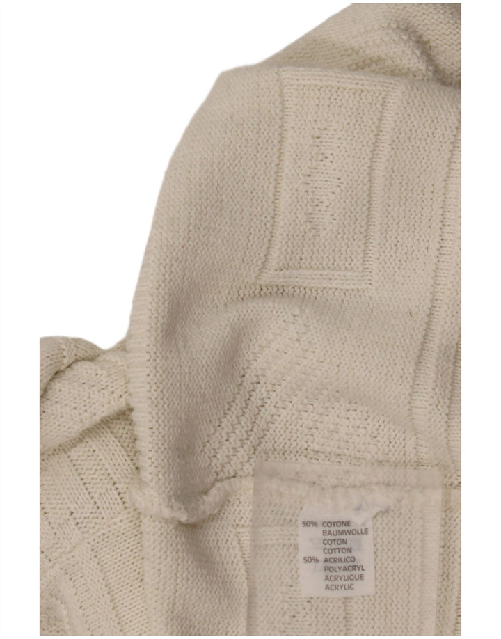 ВИНТАЖНЫЙ мужской джемпер с круглым вырезом, большой белый хлопковый свитер с геометрическим узором