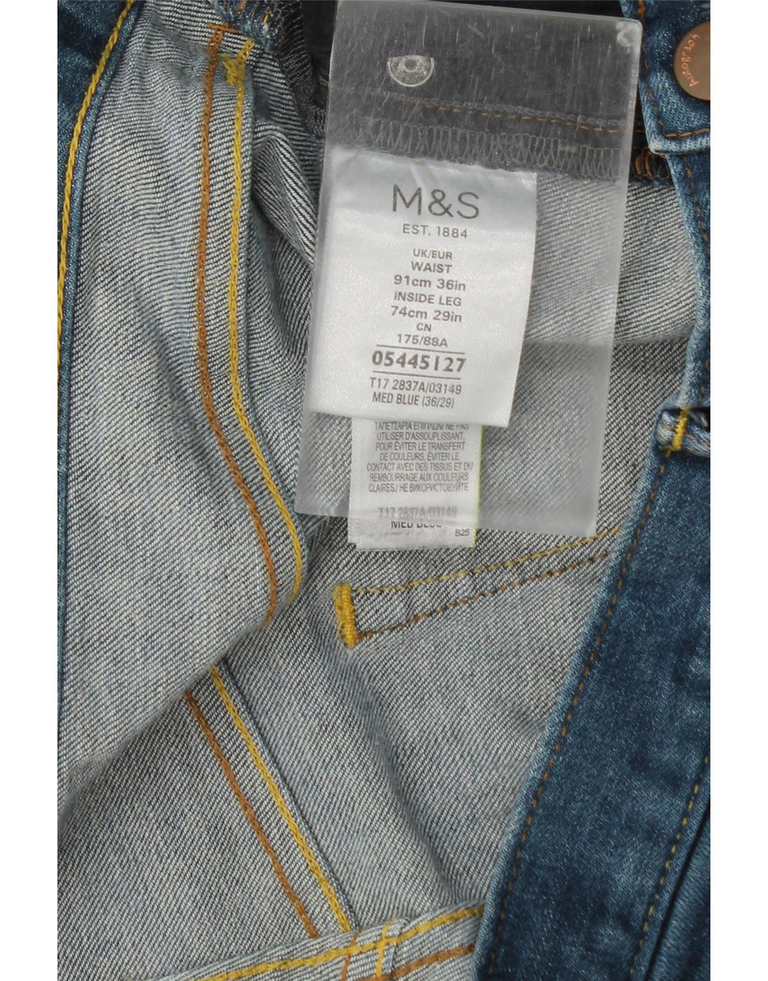 Мужские прямые джинсы Marks & Spencer с автографом W36 L27, синий хлопок