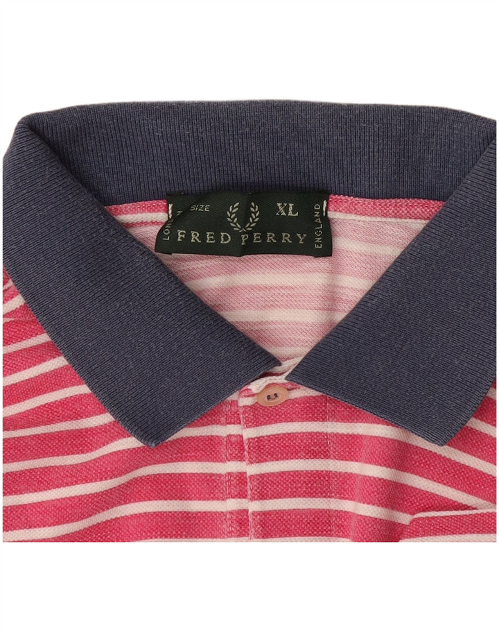 Мужская рубашка-поло для регби Fred Perry XL в розовую полоску