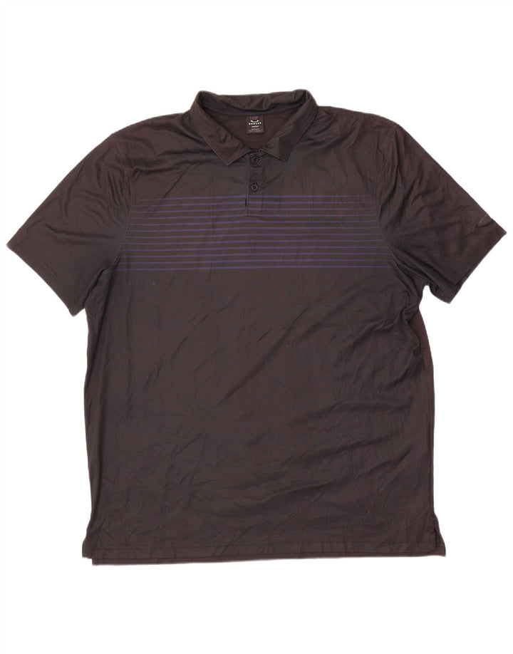 Мужская рубашка поло Oakley 2XL из полиэстера в черную полоску