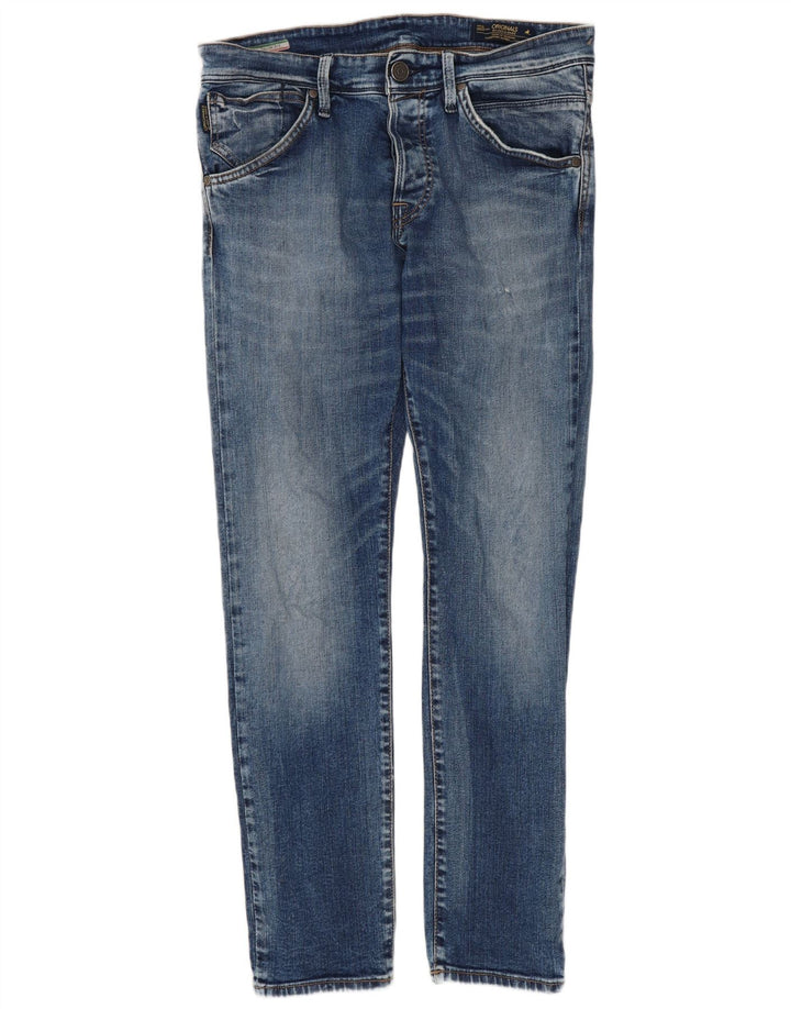 Джинсы мужские узкие JACK & JONES W32 L30 синие, хлопок
