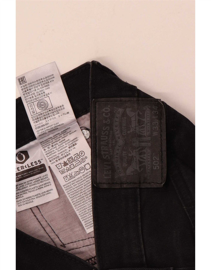 Мужские зауженные джинсы Levi's 502 W33 L34, черный хлопок