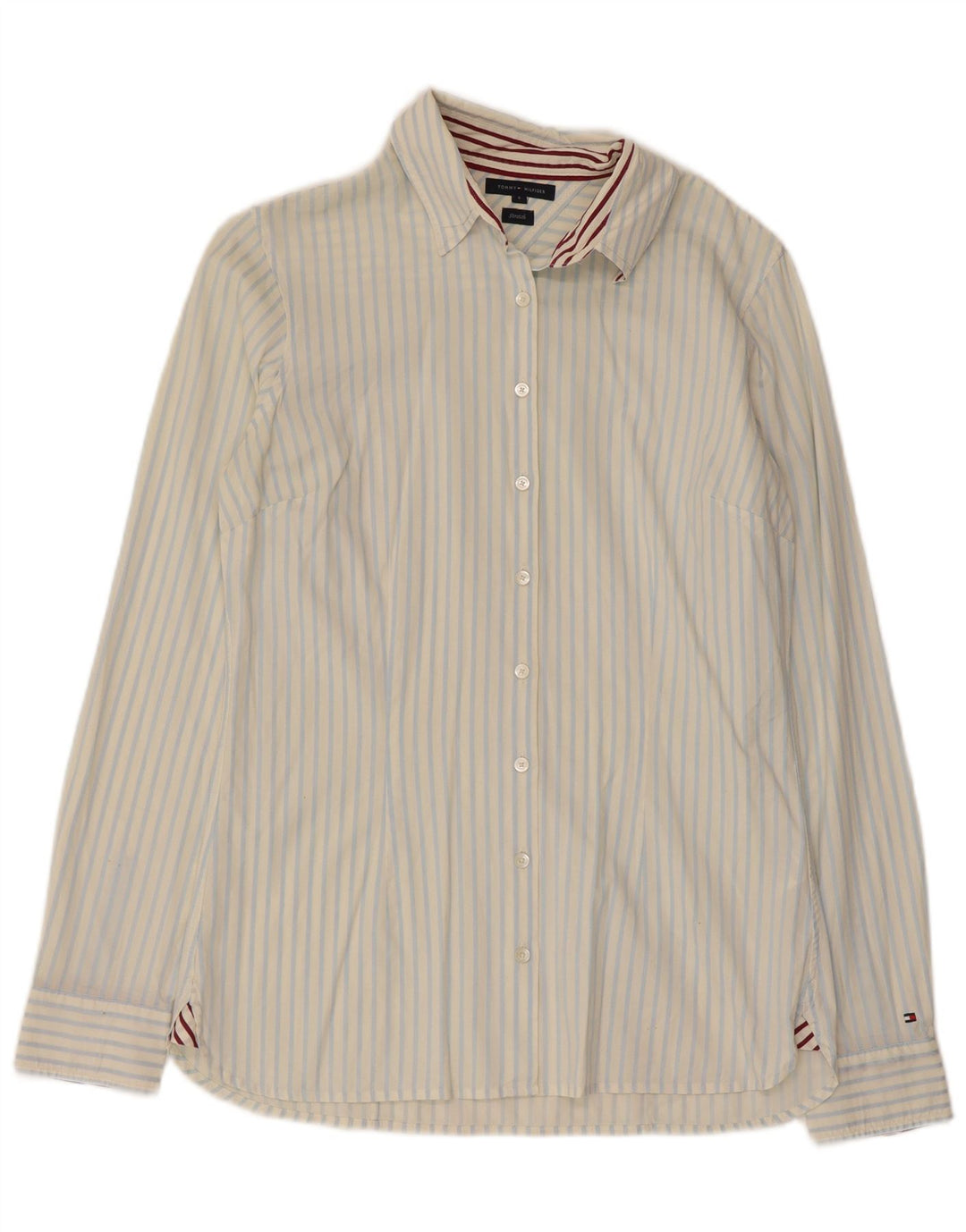 Женская рубашка Tommy Hilfiger US 6, средний белый хлопок в тонкую полоску