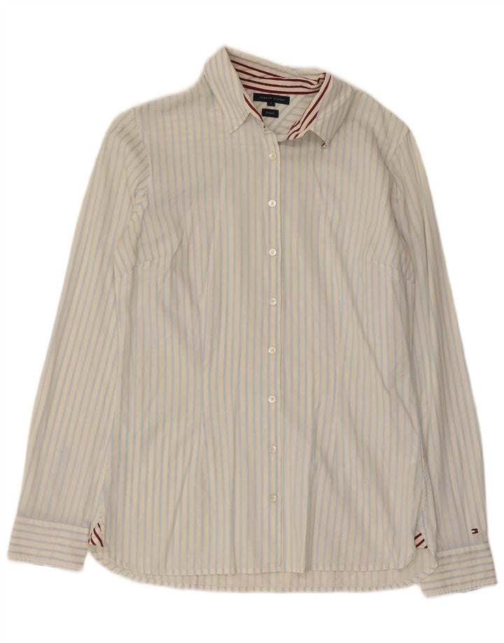 Женская рубашка Tommy Hilfiger US 6, средний белый хлопок в тонкую полоску