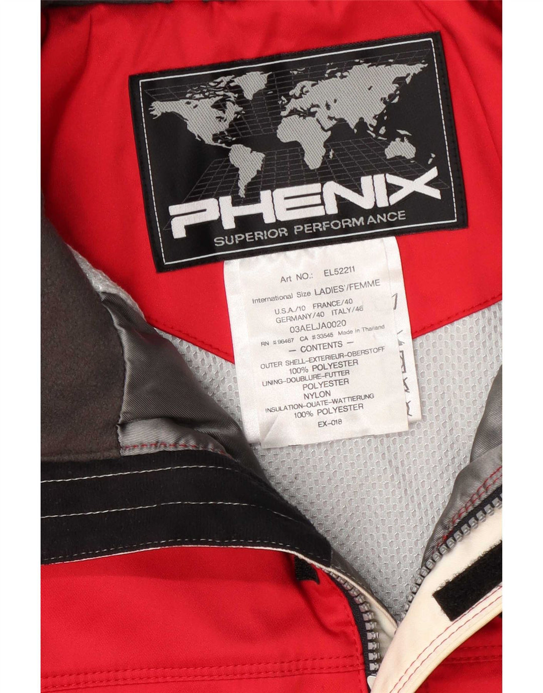 Мужская лыжная куртка Phenix IT 46, маленькая, красная, полиэстер с цветными блоками