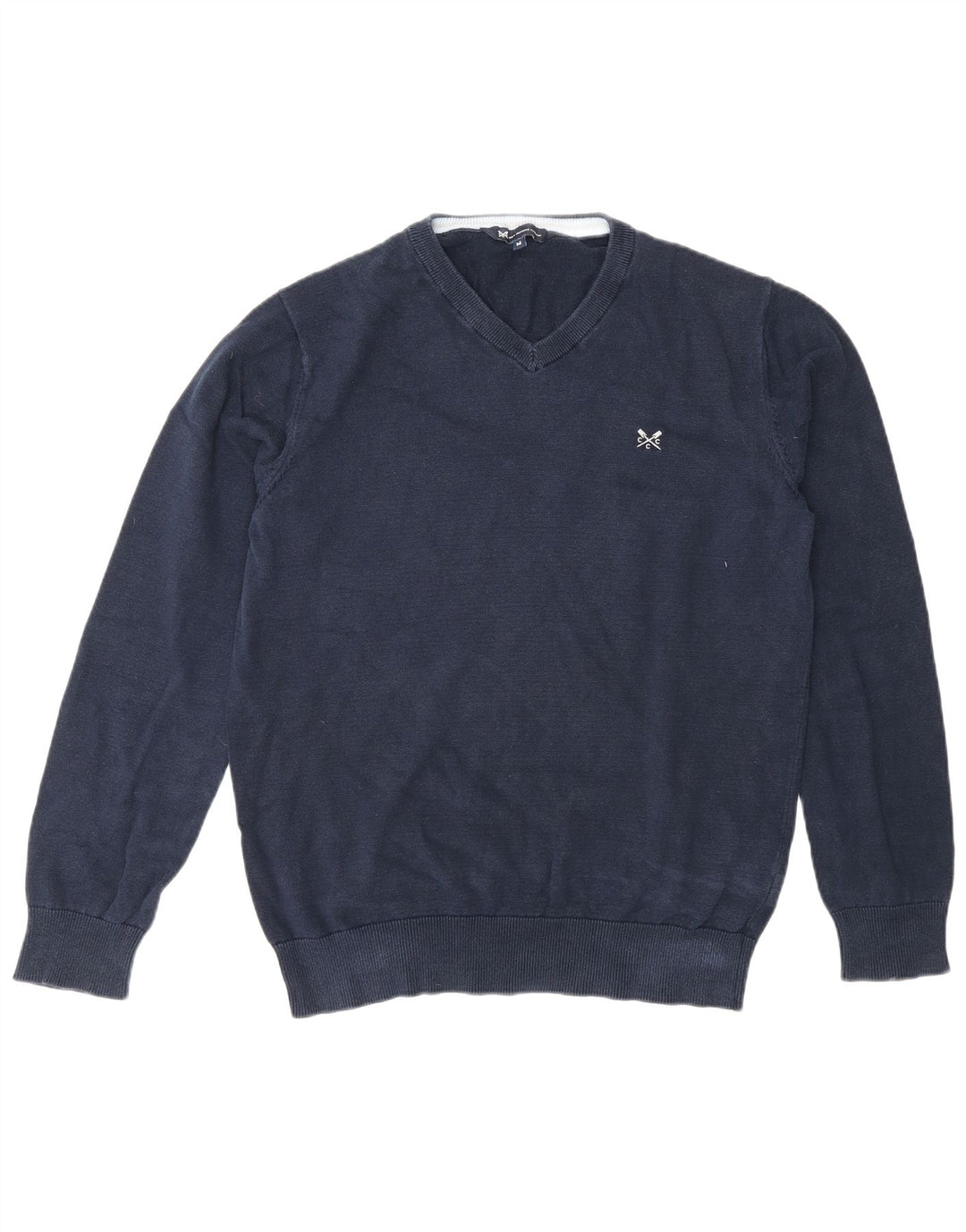 Crew Clothing Мужской джемпер с v-образным вырезом, свитер среднего размера, темно-синий, хлопок