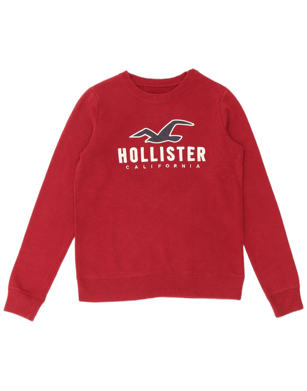 Мужской свитшот с рисунком HOLLISTER XS, бордовый хлопок, хлопок
