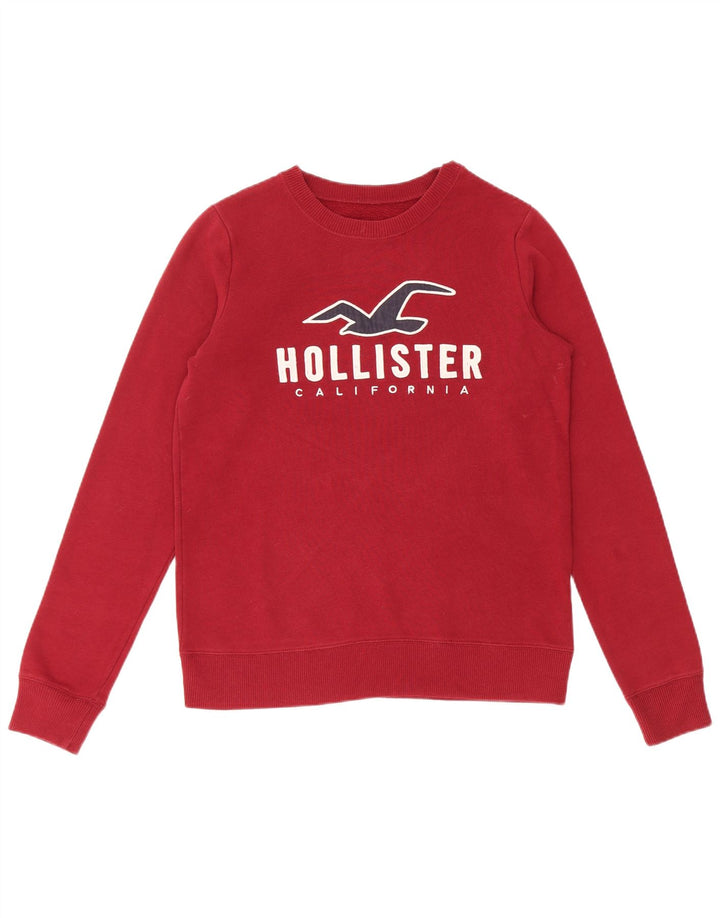 Мужской свитшот с рисунком HOLLISTER XS, бордовый хлопок, хлопок