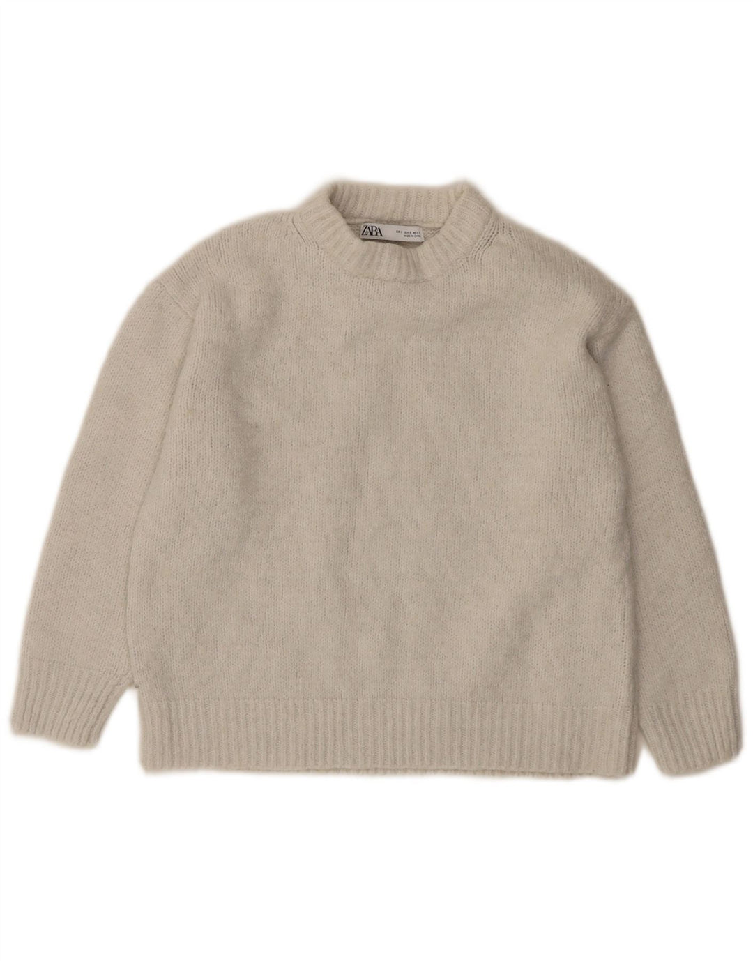 Zara Женский свободный джемпер с круглым вырезом с рукавом 3/4, Великобритания 10, маленький белый